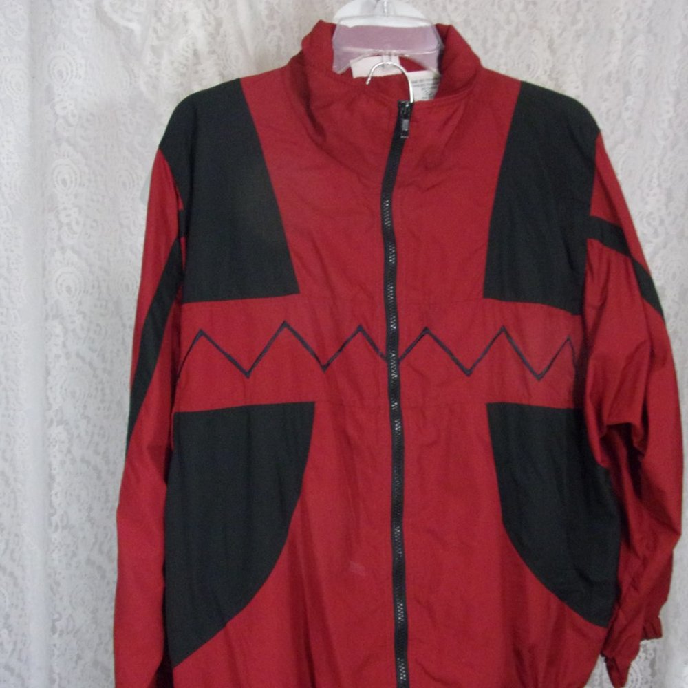 2 Pcs Track Jogging Leisure Suit Rusty Red /Black Jacket Pants Kaktus XL NWOT